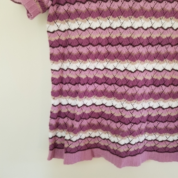 Traditions Grandmacore Crochet Striped Top Size L- 14 100% Cotton - Picture 6 of 9